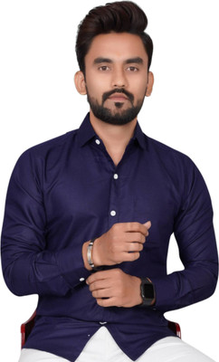 CLOSWIF CREATIONS Men Solid Casual Blue Shirt