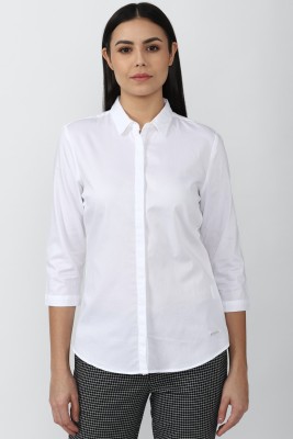 VAN HEUSEN Women Solid Casual White Shirt