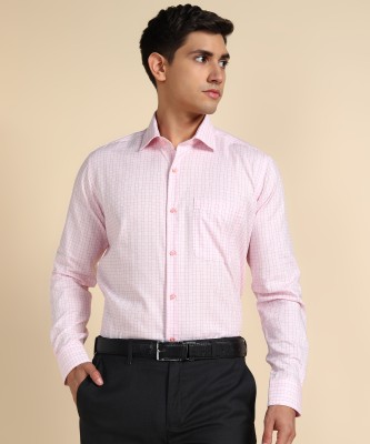 Raymond Men Checkered Formal Red Shirt