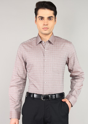 ARROW Men Checkered Formal Brown Shirt