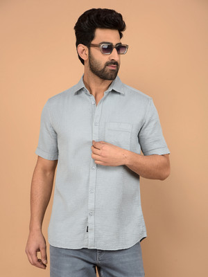 CRIMSOUNE CLUB Men Self Design Casual Blue Shirt