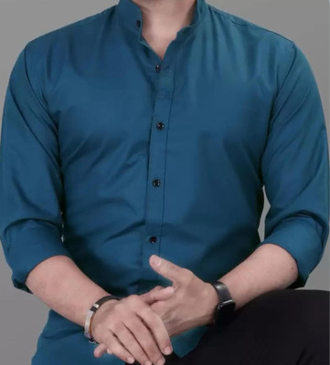 SOLANKI TRADERS Men Solid Formal Blue Shirt