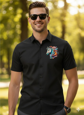 Siya Fashion Men Printed Casual Black Shirt