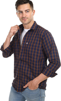 Arthz Fab Trends Men Solid Casual Dark Blue, Brown Shirt