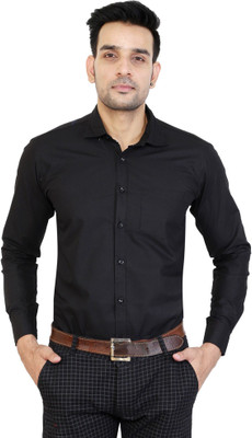 The style grove Men Solid Casual Black Shirt