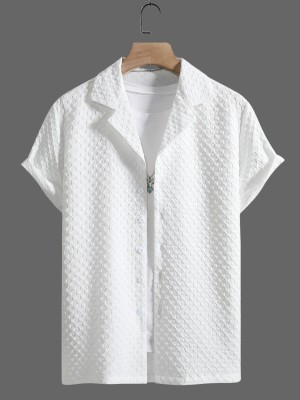 HouseOfCommon Men Self Design Casual White Shirt