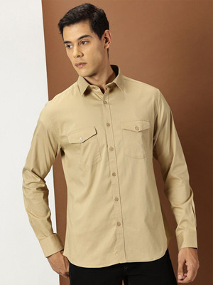 INVICTUS Men Solid Casual Khaki Shirt