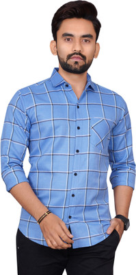 Tyzlo Men Checkered Casual Blue Shirt