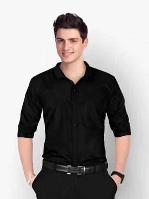 Jumii Enterprise Men Solid Casual Black Shirt