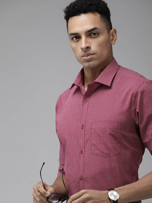 PARK AVENUE Men Checkered Formal Red Shirt