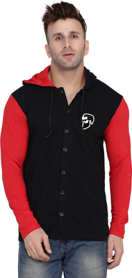 tfurnish Men Solid Casual Red, Black Shirt