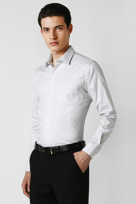 VAN HEUSEN Men Checkered Formal Grey Shirt