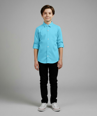 KILLER Boys Solid Casual Light Blue Shirt