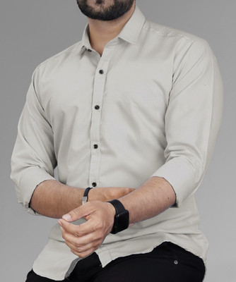 vesloo willow Men Solid Casual Grey Shirt