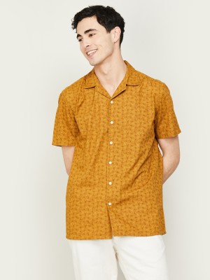 Melange by Lifestyle Men Printed Casual Yellow Shirt