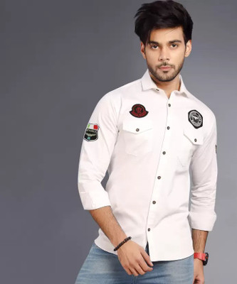 GreenFlair Men Solid Casual White Shirt