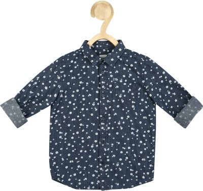 PETER ENGLAND Boys Printed Casual Dark Blue Shirt