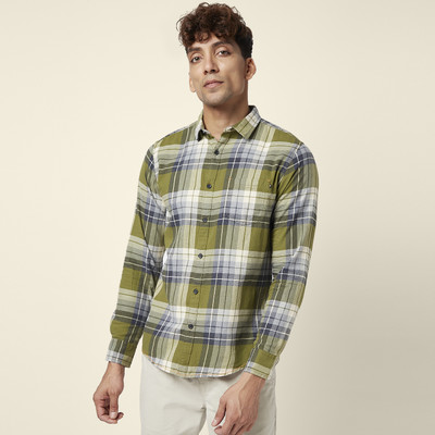 Urban Ranger by Pantaloons Men Checkered Casual Dark Green, Blue, White Shirt