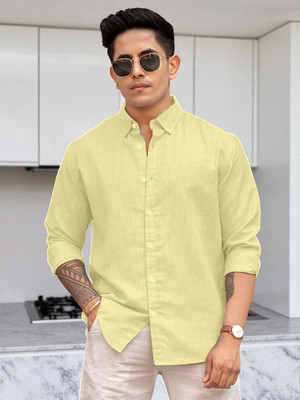 Yanthi Men Solid Casual Yellow Shirt