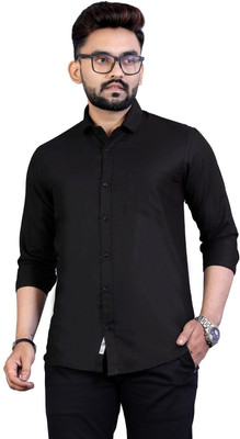 Vilantra Collection Men Solid Casual Black Shirt