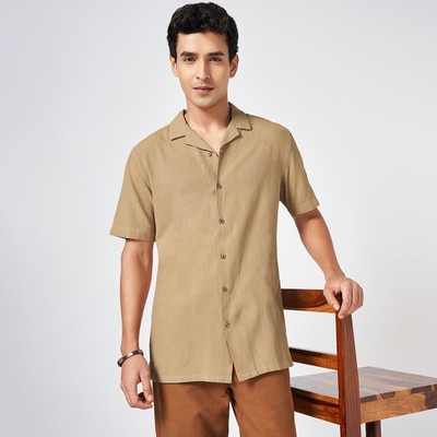 7 Alt by Pantaloons Men Solid Casual Khaki Shirt