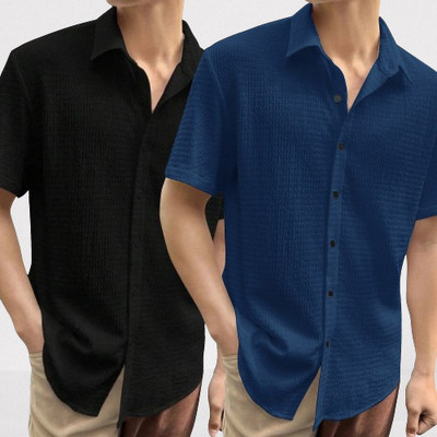 METRONAUT Men Solid Casual Multicolor Shirt(Pack of 2)