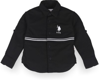 U.S. POLO ASSN. Boys Striped Casual Black Shirt