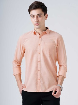 SORATIA Men Solid Casual Orange Shirt