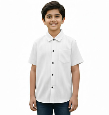ISHREE Boys Self Design Casual Black Shirt