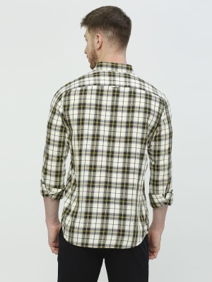 BASICS Men Checkered Casual Yellow, White Shirt