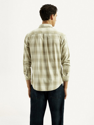 LEVI'S Men Checkered Casual Beige, Green Shirt