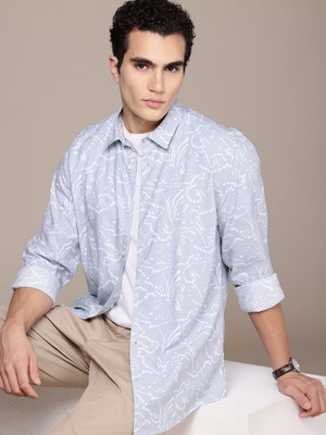 French Connection Men Printed Casual Grey Shirt