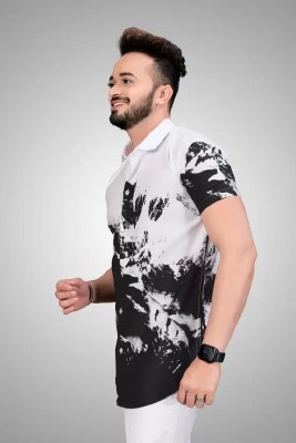 SID FAB Men Printed Casual White Shirt