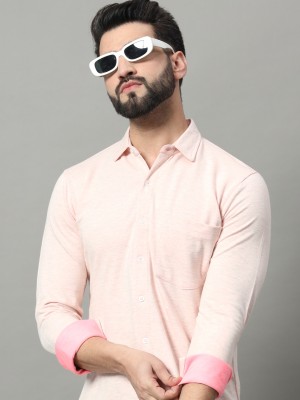 RENUOVO Men Solid Formal Pink Shirt