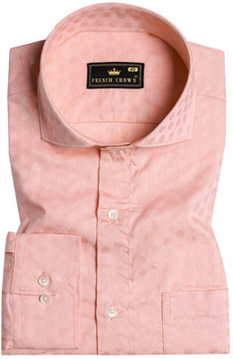 french crown Men Self Design Formal Pink Shirt