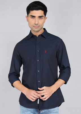 U.S. POLO ASSN. Men Solid Casual Blue Shirt