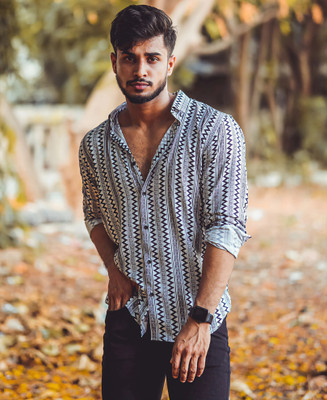 GCFAB Men Printed Casual Brown Shirt