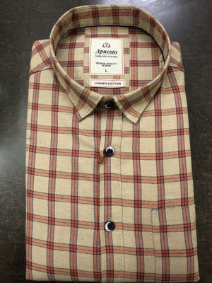 Apuesto Men Checkered Casual Brown Shirt