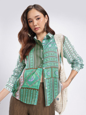 fusion by glitchez Women Printed Casual Multicolor Shirt