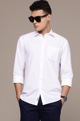 BS BLUE SQUAD Men Solid Casual White Shirt