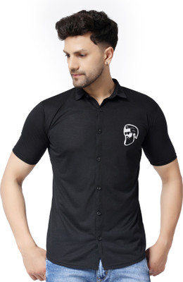 GEUM Men Solid Casual Black Shirt