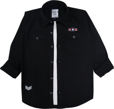 ROCKET SCIENCE Boys Solid Casual Black Shirt