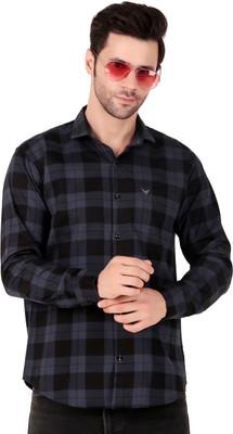 James & Warne Men Checkered Casual Blue Shirt