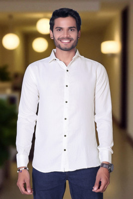 Aarvi trends Men Solid Casual White Shirt