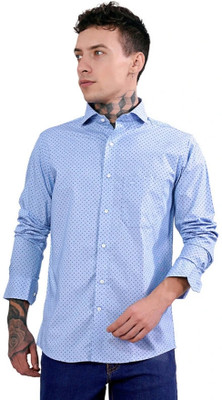 HOC Men Printed Casual Blue Shirt