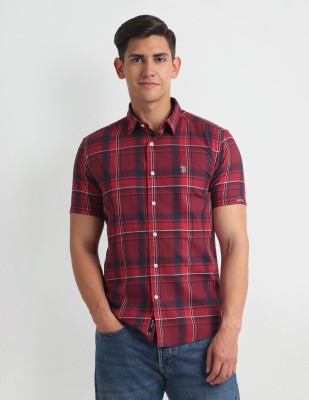 U.S. POLO ASSN. Men Checkered Casual Red, Dark Blue, White Shirt