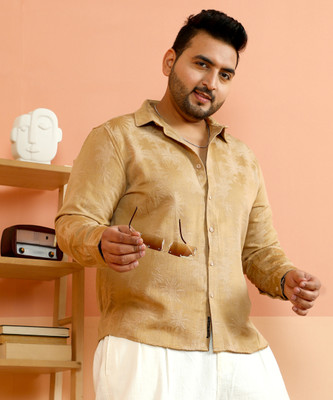 Instafab Plus Men Solid Casual Brown Shirt