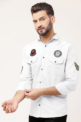 Bridon Creations Men Embroidered Casual White Shirt