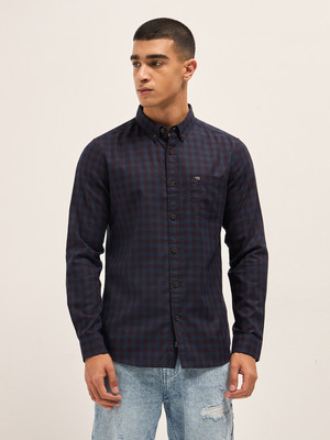 THE BEAR HOUSE Men Checkered Casual Blue Shirt