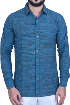 R N Enterprises Men Checkered Casual Light Blue Shirt